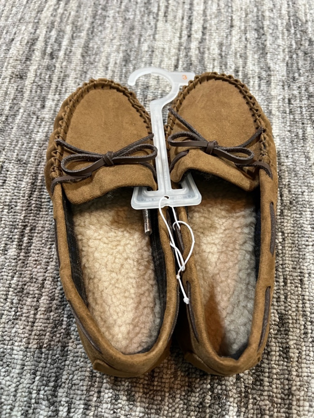 Cat & Jack Brown Suede Moccasin Slippers with Bow Size 3 - Picture 2 of 6